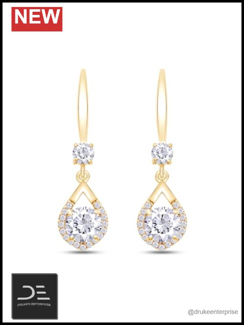 Mermaid Teardrop Dangle Earrings 925 Sterling Silver Moissanite 2 CT